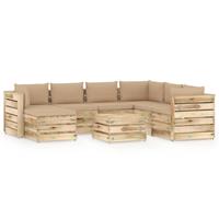 vidaXL 8-tlg. Garten-Lounge-Set mit Kissen Grün Imprägniertes Holz 