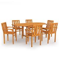 vidaXL 7-tlg. Garten-Essgruppe Massivholz Teak Braun