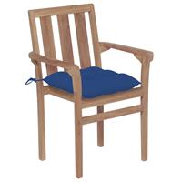 Vidaxl - Gartenstühle 2 Stk. mit Blauen Kissen Massivholz Teak
