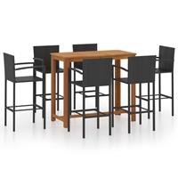 vidaXL 7-tlg. Gartenbar-Set  Schwarz