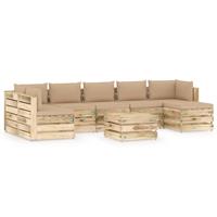 vidaXL 8-tlg. Garten-Lounge-Set mit Kissen Grün Imprägniertes Holz 