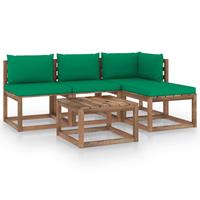 vidaXL 5-tlg. Garten-Sofagarnitur aus Paletten mit Kissen Kiefernholz Braun
