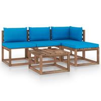 vidaXL 5-tlg. Garten-Sofagarnitur aus Paletten mit Kissen Kiefernholz Braun