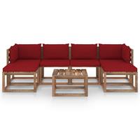 vidaXL 7-delige Loungeset pallet met kussens geïmpregneerd grenenhout