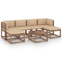 vidaXL 7-tlg. Garten-Sofagarnitur aus Paletten mit Kissen Kiefernholz Braun
