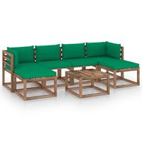 vidaXL 7-tlg. Garten-Sofagarnitur aus Paletten mit Kissen Kiefernholz Braun