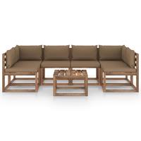 vidaXL 7-delige Loungeset pallet met kussens geïmpregneerd grenenhout