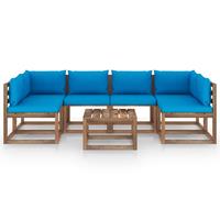 vidaXL 7-delige Loungeset pallet met kussens geïmpregneerd grenenhout