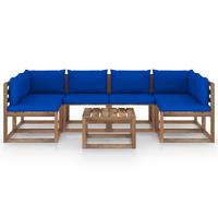vidaXL 7-delige Loungeset pallet met kussens geïmpregneerd grenenhout