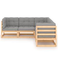 vidaXL 5-delige Loungeset met kussens massief grenenhout