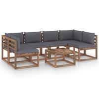 vidaXL 7-tlg. Garten-Sofagarnitur aus Paletten mit Kissen Kiefernholz Braun