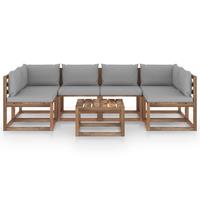 vidaXL 7-delige Loungeset pallet met kussens geïmpregneerd grenenhout