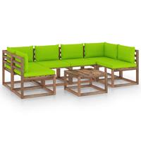 vidaXL 7-delige Loungeset pallet met kussens geïmpregneerd grenenhout