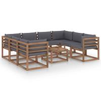 vidaXL 9-tlg. Garten-Lounge-Set mit Anthrazit Kissen Braun