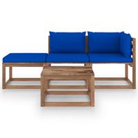 vidaXL 4-delige Loungeset pallet met kussens geïmpregneerd grenenhout