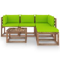 vidaxl 6-tlg. Garten-Sofagarnitur aus Paletten mit Kissen Kiefernholz