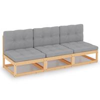 vidaxl 3-Sitzer-Sofa mit Kissen Kiefer Massivholz