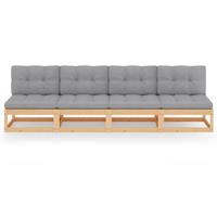 vidaxl 4-Sitzer-Sofa mit Kissen Kiefer Massivholz