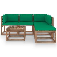 vidaxl 6-tlg. Garten-Sofagarnitur aus Paletten mit Kissen Kiefernholz