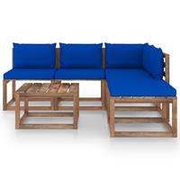 vidaxl 6-tlg. Garten-Sofagarnitur aus Paletten mit Kissen Kiefernholz