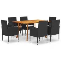 vidaXL 7-tlg. Garten-Essgruppe  Schwarz