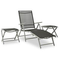 vidaXL 3-tlg. Garten-Lounge-Set Textilene und Aluminium  Silber