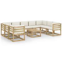 VIDAXL 10-tlg. Garten-lounge-set Mit Kissen Imprägniertes Holz