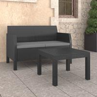 vidaXL 2-tlg. Garten-Lounge-Set mit Kissen PP  Anthrazit