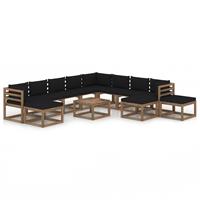 vidaXL 12-delige Loungeset met zwarte kussens