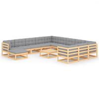 vidaXL 13-delige Loungeset met kussens massief grenenhout