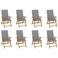vidaxl Tuinstoelen 8 st inklapbaar met kussens massief acaciahout