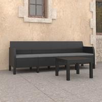 vidaXL 2-delige Loungeset met kussens PP antracietkleurig