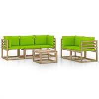 vidaXL 6-delige Loungeset met heldergroene kussens