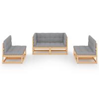vidaXL 6-delige Loungeset met kussens massief grenenhout