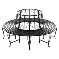 En.casa Baumbank Sorrent Rundbank 360° Gartenbank Parkbank Stahl 160x84cm in verschiedenen Farben schwarz