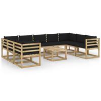 vidaXL 10-delige Loungeset met kussens geïmpregneerd grenenhout