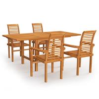 vidaXL 5-tlg. Garten-Essgruppe Massivholz Teak Braun