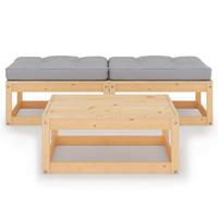 vidaXL 3-delige Loungeset met kussens massief grenenhout