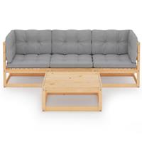 vidaXL 4-tlg. Garten-Lounge-Set mit Kissen Kiefer Massivholz Braun