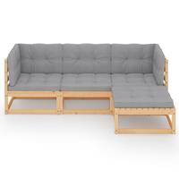 vidaxl 4-tlg. Garten-Lounge-Set mit Kissen Kiefer Massivholz
