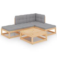 vidaXL 5-tlg. Garten-Lounge-Set mit Kissen Kiefer Massivholz Braun
