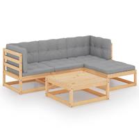vidaXL 5-tlg. Garten-Lounge-Set mit Kissen Kiefer Massivholz Braun