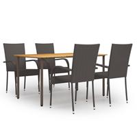 vidaXL 5-delige Tuinset poly rattan bruin