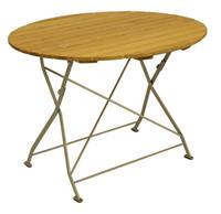 DEGAMO Klapptisch BAD TÖLZ 100cm rund, Flachstahl verzinkt + Robinie silber
