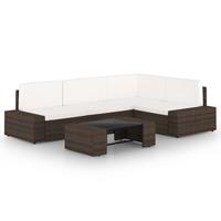 vidaXL 5-tlg. Garten-Lounge-Set mit Kissen  Braun