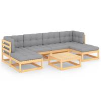vidaXL 7-delige Loungeset met kussens massief grenenhout