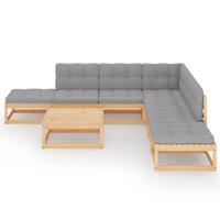 vidaXL 8-tlg. Garten-Lounge-Set mit Kissen Massivholz Kiefer Braun
