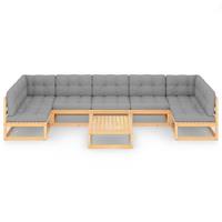vidaXL 8-delige Loungeset met kussens massief grenenhout