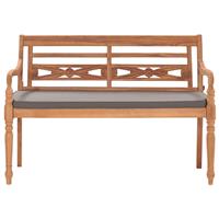 VIDAXL Batavia-bank Mit Dunkelgrauem Kissen 120 Cm Teak Massivholz