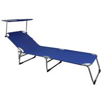 Casaria Sonnenliege Hawaii Dach Tragegriff 195cm Länge Verstellbar Gartenliege Strandliege Freizeitliege Liege Blau blau